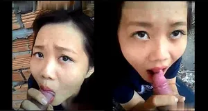 Tình nhân liếm cây hàng ở vườn sau nhà
